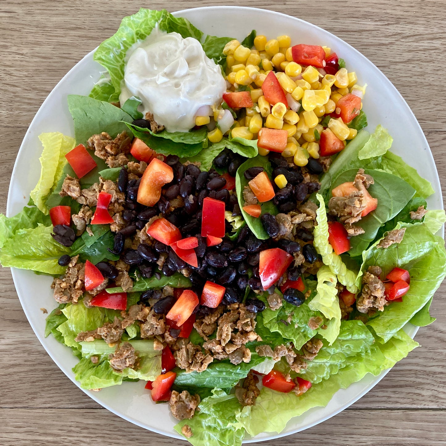 Taco Salad w/ Sour Cream & Corn Salsa