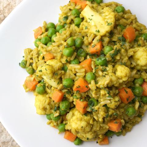 Curry Rice w/ Peas & Cauliflower
