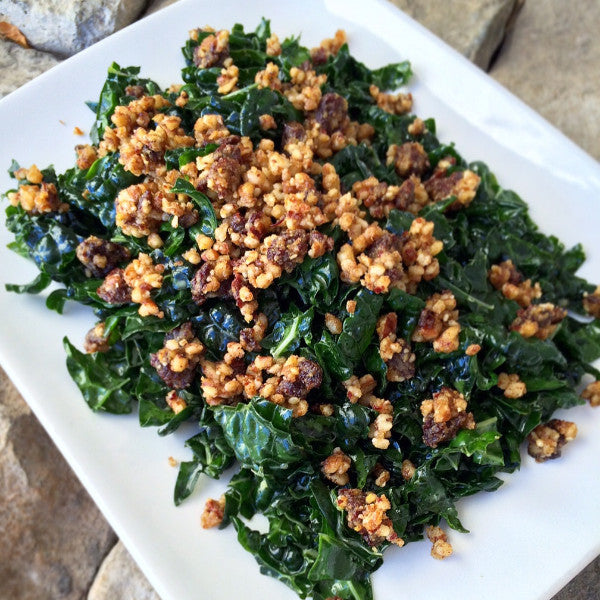 Kale Salad w/ Lemon Garlic Dressing & Pecan Topping