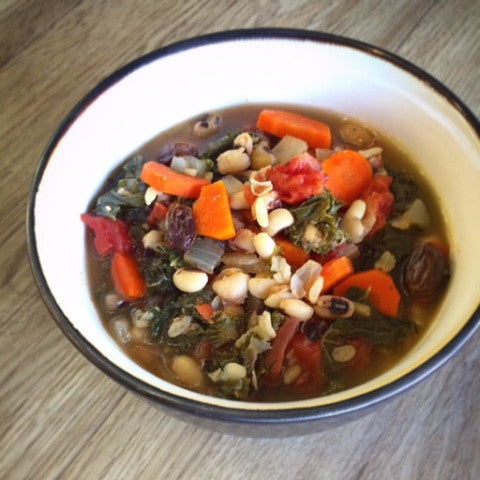 Spicy Black-Eyed Peas & Greens Soup